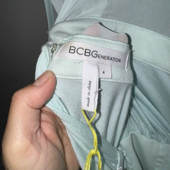 NWT BCBGeneration Women's Mesh Dress, Light Green Mink Size 4 Mini Sleeveless - Picture 6 of 10